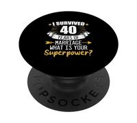 40. Anniversaire de Mariage I Survived 40 Years of Marriage PopSockets PopGrip Adhésif