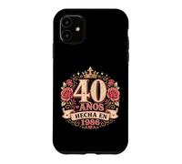 40 Años Couronne Florale espagnole Texte Graphique Rose Coque pour iPhone 11