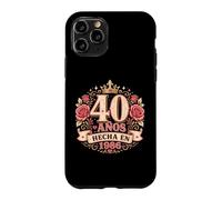 40 Años Couronne Florale espagnole Texte Graphique Rose Coque pour iPhone 11 Pro