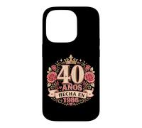 40 Años Couronne Florale espagnole Texte Graphique Rose Coque pour iPhone 14 Pro
