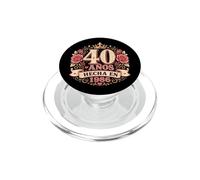 40 Años Couronne Florale espagnole Texte Graphique Rose PopSockets PopGrip pour MagSafe