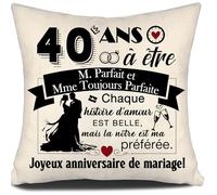 40 Ans à être Monsieur Parfait et Madame Toujours Parfaite 40ème Anniversaire de Mariage Coussin de Mariage pour Les Couples Mari Femme Maman Papa Grand-mère Grand-père Joyeux Anniversaire(40 Ans-a)