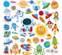 40 Autocollants en Gel Espace, Autocollants pour Fenêtres et Portes d'Univers Épais, Amovibles, Réutilisables, Autocollants de Planètes pour Enfants, Maison corations (Non Comestibles)