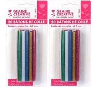 40 bâtonnets de colle pour pistolet à colle Ø 7 mm - Couleurs à paillettes - Graine Créative Multicolore