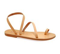 40 beige Emmanuela Sandales en cuir à anneau, chaussures d'été Slingback à la main de haute qualité, sandales de sangle avec brassard à la cheville, sandales grecques plates
