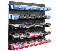 40 boîtes empilables étagère murale 80x80cm plastique couvercle transparent boîte bleu rouge noir boîtes empilables étagère à bacs bacs de stockage à vue