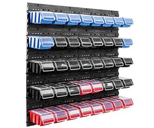 40 boîtes empilables étagère murale 80x80cm plastique couvercle transparent boîte bleu rouge noir boîtes empilables étagère à bacs bacs de stockage à vue