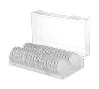 40 Capsules à Pièces de Monnaie avec Joint de Protection, Boîte de Rangement Transparente en Plastique, Tailles 16-46 Mm, Coffret de Collection pour Protection et Exposition