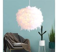 40 cm/15,9" sphérique plume blanche suspension abat-jour en plumes plafonnier lustre en plumes pour salon, chambre à coucher, salle à manger