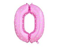 40 cm, 60 cm, 100 cm - Ballon gonflable rose avec cœur blanc - chiffre (0, 60 cm).