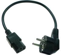 40 cm kurzes Stromkabel/Netzkabel für Kaltgeräte. Schutzkontaktstecker 90° (Typ E+F) - Kaltgerätebuchse gerade.