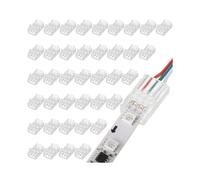40 Connecteurs de Bande Lumineuse LED Sans Soudure à 3 Broches de 10 mm, Connecteurs Transparents pour Éclairage sur Rail pour Bande Lumineuse RVB
