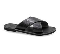 40 Crocodile noir Emmanuela Sandals Greq en cuir, boucles réglables à la main de haute qualité, chaussures d'été, sandales de brassard à cheville, léopard, peau de poney, serpent, imprimé animal