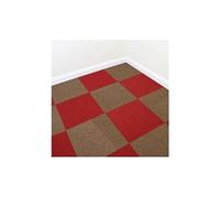 40 dalles de 50cm x 50cm (10m²) dalle de moquette couleur sable & rouge écarlate