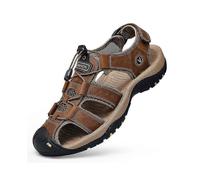 (40,dark brown)Men's Sandal Genuine Leather Men Shoes for Summer Large Size Outdoor Walking Shoes Male Sandals Man Slippers Plus Size