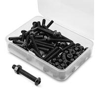 (40 Ensemble) M5 x 20mm Vis à tête bombée avec six pans creux et écrous Filetage complet en Acier au Carbone 10,9(Noir)