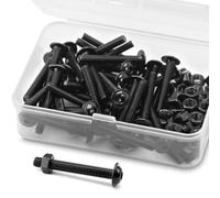 (40 Ensembles) M4 x 30mm Vis Boulons et écrous à Tête Creuse Kit 304 Acier Inoxydable Oxyde Noir, Vis à Tête Cylindrique, Boulons à Bride, Vis à Bride