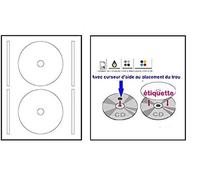 40 étiquettes - feuille de 2 étiquette autocollante pour CD/DVD standard ⌀ 117 mm + trou 17 mm - avec curseur de placement - pour imprimante jet d'encre/laser - compatibles tous logiciels standards