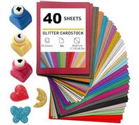 40 Feuilles de Papier Pailleté A4 pour Loisirs Créatifs,20 Couleurs,250G/M² | Papier Pailleté avec 3 Perforatrices Pour Loisirs Créatifs,Cartes,Emballages Cadeaux,Scrapbooking,Cricut et Invitations