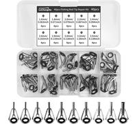 40 Fishing Rod Rings Repair Kit, 1.6-3.5 Mm Steel Fishing Rod Rings With Plastic Box Fishing Rod Guide For Freshwater Saltwater Fishing Lovers (Black, 10 Sizes)