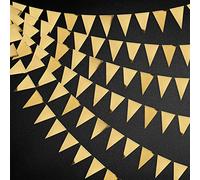 40 Ft Gold Triangle Flags Banner Double Sided Metallic Paper Pennant Bunting Garland for Wedding Baby Bridal Shower Birthday Bachelorette Engagement Anniversary Hen Party Decoration Supplies