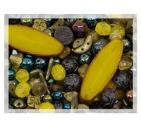 40 g LIMITED Mix of Czech Glass Beads Table Cut, Matte and Glossy, Faceted Fire Polish, Hand Made Set Kit, Dark Lime