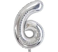 40 Inch Number 6 Birthday Balloon Silver, 0123456789,10-19,20-25,30,40,50,60,70,80,90 Number Balloon 6 Year Decoration Birthday, Balloon 6 Balloon Party Deco Support Helium