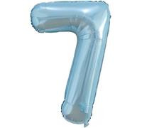 40 Inch Number 7 Birthday Balloon, Blue Pearl, 0123456789,10-19,20-25,30,40,50,60,70,80,90 Number Balloon 7 Year Decoration Birthday, Balloon 7 Balloon Party Deco Support Helium