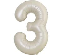 40 Inch Number Balloon 3 Milk White 0123456789,10-19,20-25,30,40,50,60,70,80,90 Number Balloon 3 Year Decoration Birthday, Balloon 3 Balloon Party Deco Support Helium