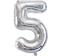 40 Inch Number Balloon 5 Silver 0123456789,10-19,20-25,30,40,50,60,70,80,90 Number Balloon 5 Year Decoration Birthday, Balloon 5 Balloon Party Deco Support Helium