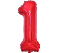 40 Inch Number Balloon Birthday 1 Red, 0123456789,10-19,20-25,30,40,50,60,70,80,90 Number Balloon 1 Year Decoration Birthday, Balloon 1 Balloon Party Deco Support Helium