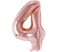40 Inch Number Balloon Birthday 4 Rose Gold, 0123456789,10-19,20-25,30,40,50,60,70,80,90 Number Balloon 4 Year Decoration Birthday, Balloon 4 Balloon Party Deco Support Helium