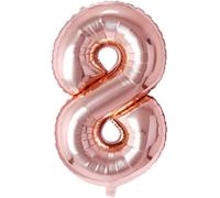 40 Inch Number Balloon Birthday 8 Rose Gold, 0123456789,10-19,20-25,30,40,50,60,70,80,90 Number Balloon 8 Year Decoration Birthday, Balloon 8 Balloon Party Deco Support Helium