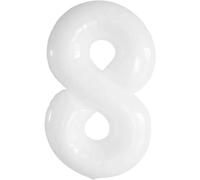 40 Inch Number Balloon Birthday 8 White, 0123456789,10-19,20-25,30,40,50,60,70,80,90 Number Balloon 8 Year Decoration Birthday, Balloon 8 Balloon Party Deco Support Helium