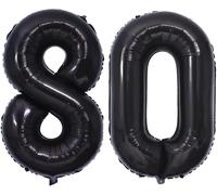 40 Inch Number Balloon Birthday Number 80 Black, 0-9, 10-90 Number Decoration Birthday, Party Support Helium