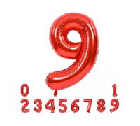 40 Inch Red Large Numbers Balloons 0-9, Number 9 Digit 9 Helium Balloons, Foil Mylar Big Number Balloons for Birthday Party Anniversary Supplies Decor