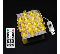 40 LED Guirlande Abeille à Miel en Cristal 3D Guirlande Lumineuse à Piles Alimenté 8 Modes Lumières Scintillantes à Intensité Variable avec Télécommande (USB-4m/40LED)