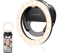 40 LED Rechargeable Clip-On Phone Selfie Ring Light for Photo and Video for Streaming,TikTok,Instagram,Zoom Meeting and Video Conferencing-Black