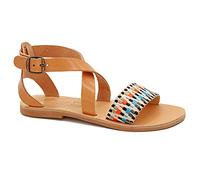 40 multicolore Emmanuela Sandales et polyester grecs en coton avec boucle brodée, chaussures d'été à plat à la main de haute qualité avec brassard à cheville et boucle ajustable