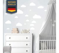 40 Nuages Avec Face-Décoration Murale Pour Chambre D'enfant,Autocollant En Bois,Couleurs Pastel,Papier Peint Bébé,Yeux Endormis,Décor Mural