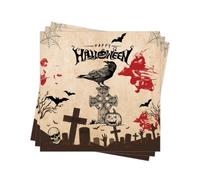 40 Papiers Serviette Halloween Decoration 33x33cm, Serviette Sanglant avec Motifs de Corbeau et de Pierre Tombale, Accessories Decoration Table Halloween, Jetable pour fête, dîner et Invités
