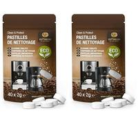 40 Pastilles de nettoyage pour Jura, Krups, Melitta, Delonghi, Siemens, Philips, Bosch, Tassimo, Nespresso, Sage, Senseo machines à café automatiques et cafetières - Coffeeano nettoyant (Lot de 2)
