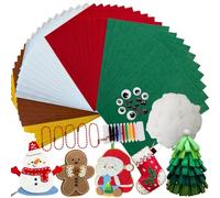 40 Pcs de Feutrine Noël pour Bricolage 20 x 30 cm,5 Couleurs Noël Différentes de Feutrine,avec Accessoires de Couture,50g de Ouate de Rembourrage,5 Chaînes à Billes,16 Pièces Yeux Mobiles Autocollants