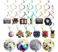 40 Pcs Décorations Années 80, Disco Rétro, Tourbillons Suspendus à Thème pour Adultes Anniversaire Hip Hop