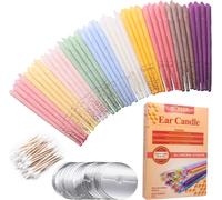 40 Pcs Ear Candles,Cleaning Candles,Earwax Remover,Non-Toxic Organic Gas Bottle,Scented With 20 Protective Discs (10 Colors)