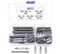 40 Pcs Embouts de Vissage, Embout PH Tournevis de Precision, PH1 PH2 PH3 Bits, Embouts étoilé de Sécurité de Précision, Jeu d'embouts PH à Tige Hexagonale 1/4"