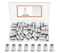 40 Pcs Insert Fileté Metal M8, Ecrou a Sertir, écrous à Sertir à Tête Plate en acier inoxydable, manchons filetés pour plaques et tubes métalliques