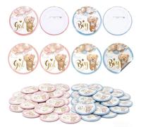 40 Pcs Kit de Décoration Gender Reveal - 20 Badges et 20 Autocollants Team Boy et Team Girl - Accessoires de Révélation Fille ou Garçon pour Baby Shower et Fête de Naissance - Bleu et Rose