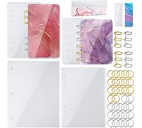 40 Pcs Large Notebook Covers A4 Resin Epoxy Silicone A4 A5 A6 A7 Bookmark Loose Leaves Rings Kit Handmade Agate Craft Soft Glossy