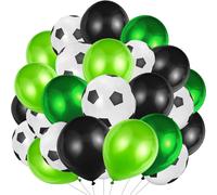 40 Pcs Latex Football Balloons, 12 Inches Black White Green Classic Printed Football Balloons, World Cup Decorations Football Party, Children, Birthday Party, Sport, Football Theme Party